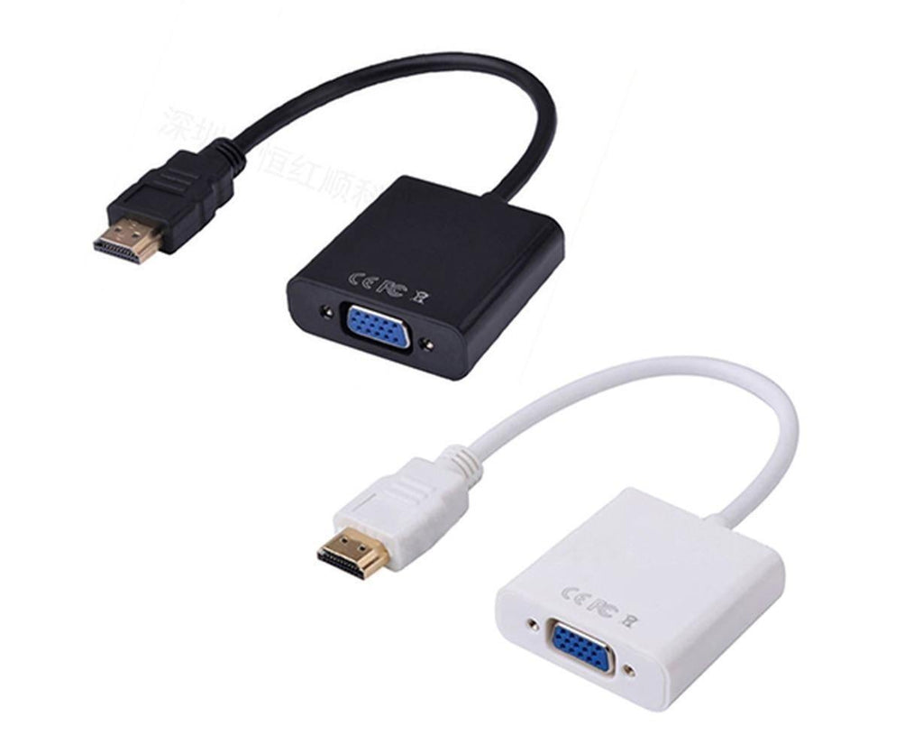 1080P VGA Male to HDMI-compatible Video Adapter Universal Gold Plated Female for PC HDTV - White