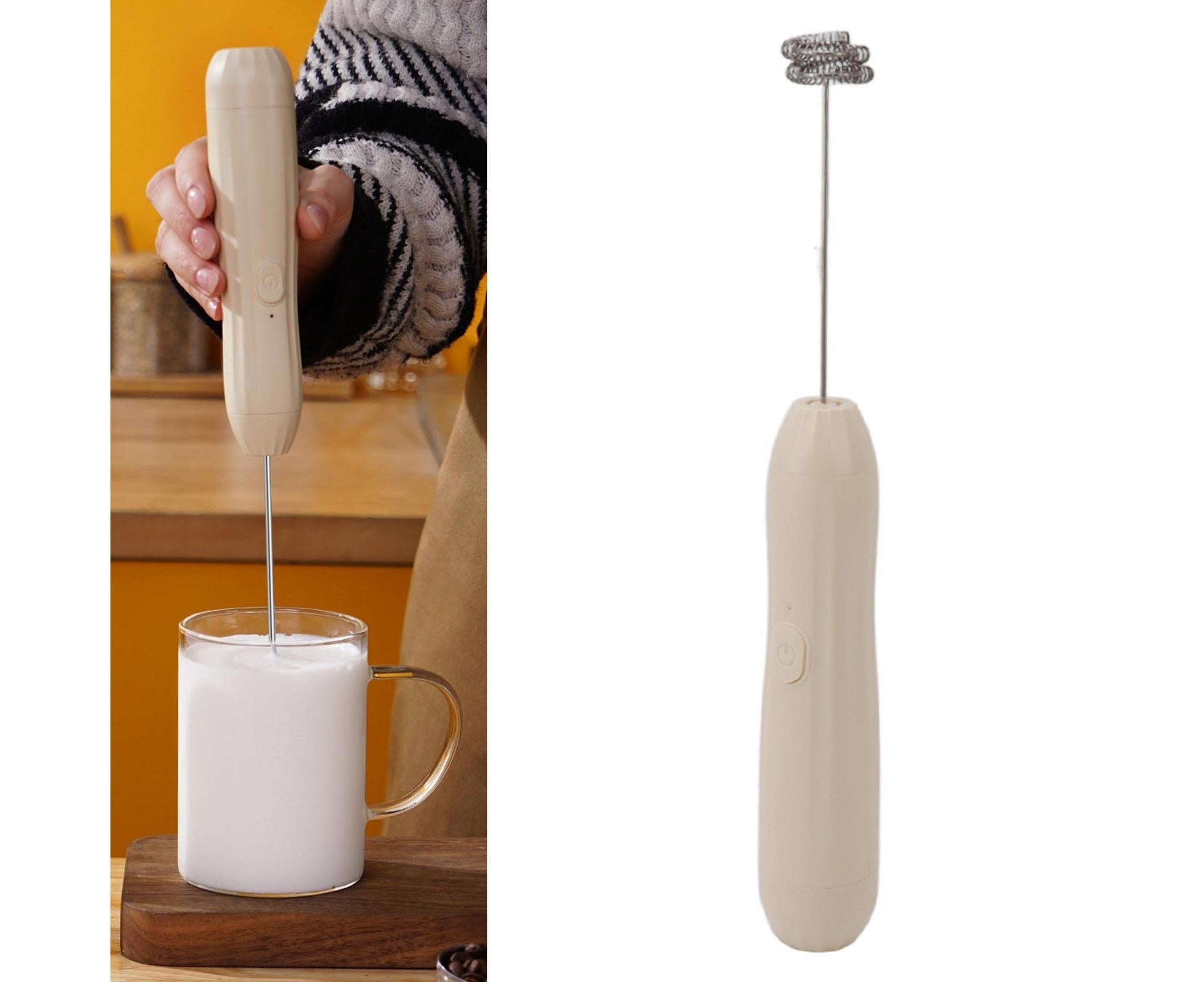 Khaki Rechargeable Milk Frother, Coffee Mixer for Lattes & Hot Chocolate