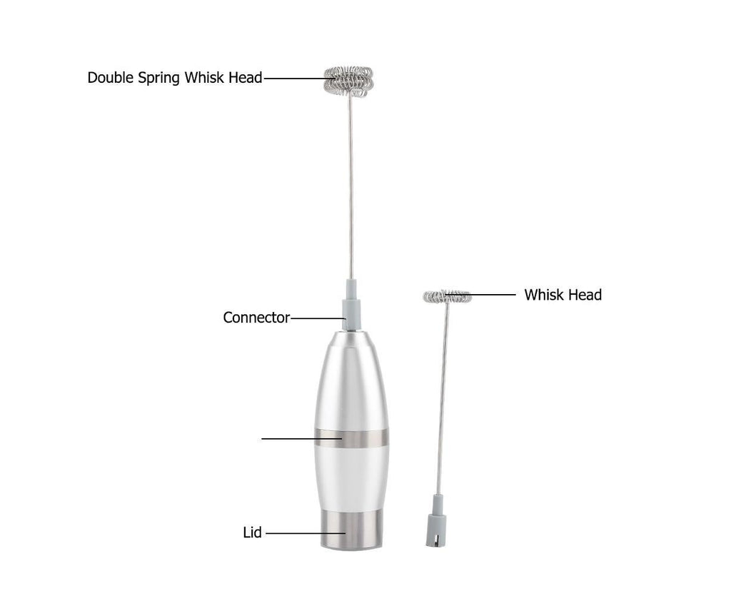 Stainless Steel Handheld Electric Milk Frother, Portable Frother for Cappuccino & Frappe