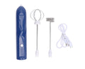 Rechargeable Milk Frother, Handheld Wand with 2 Whisk Attachments, Electric Drink Mixer & Foamer for Coffee & Egg, Blue