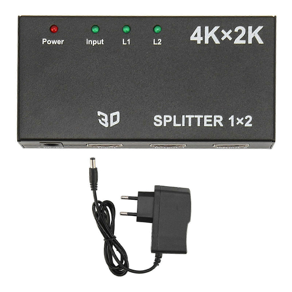 1 In 2 Out 4K HDMI Splitter with AC Adapter