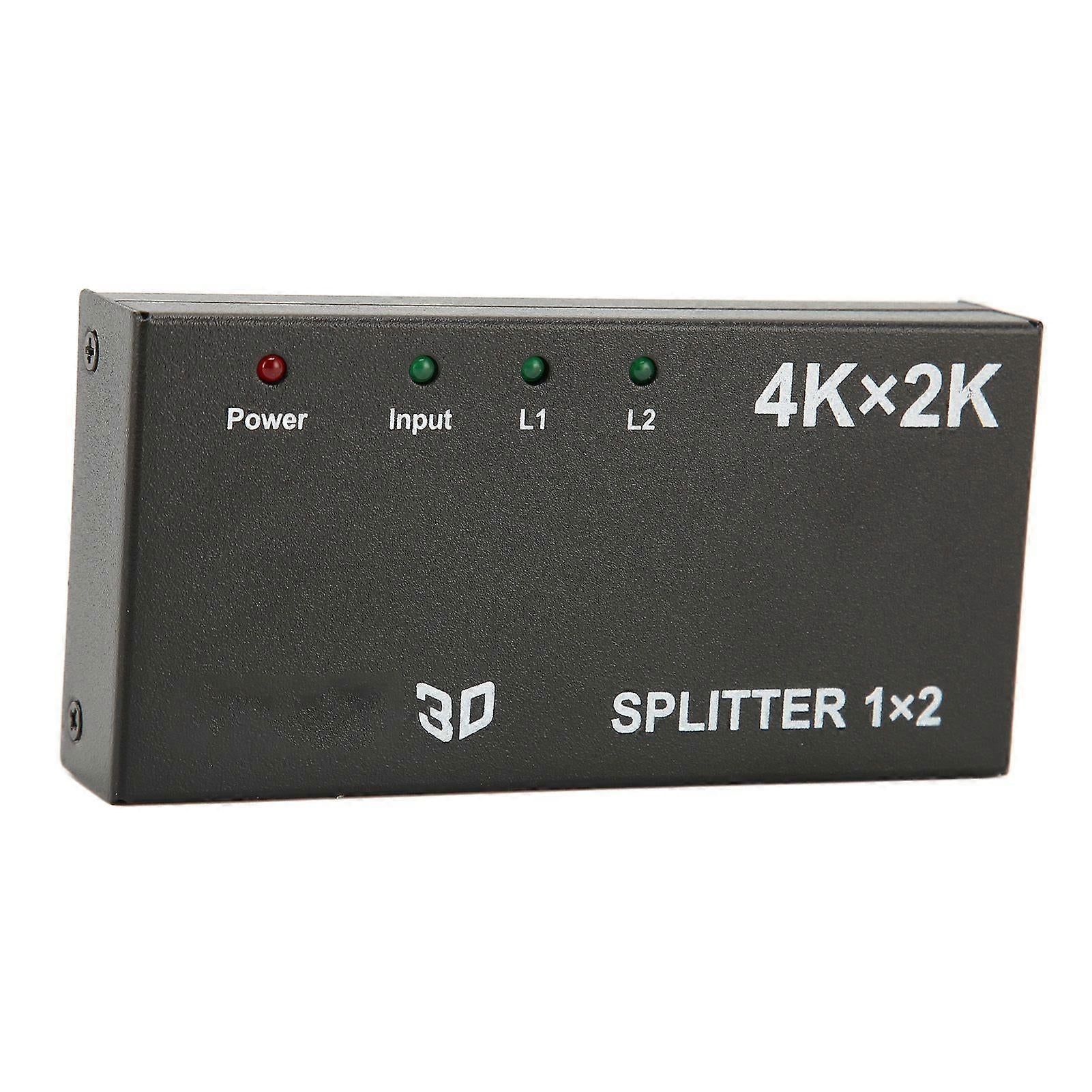 1 In 2 Out 4K HDMI Splitter with AC Adapter