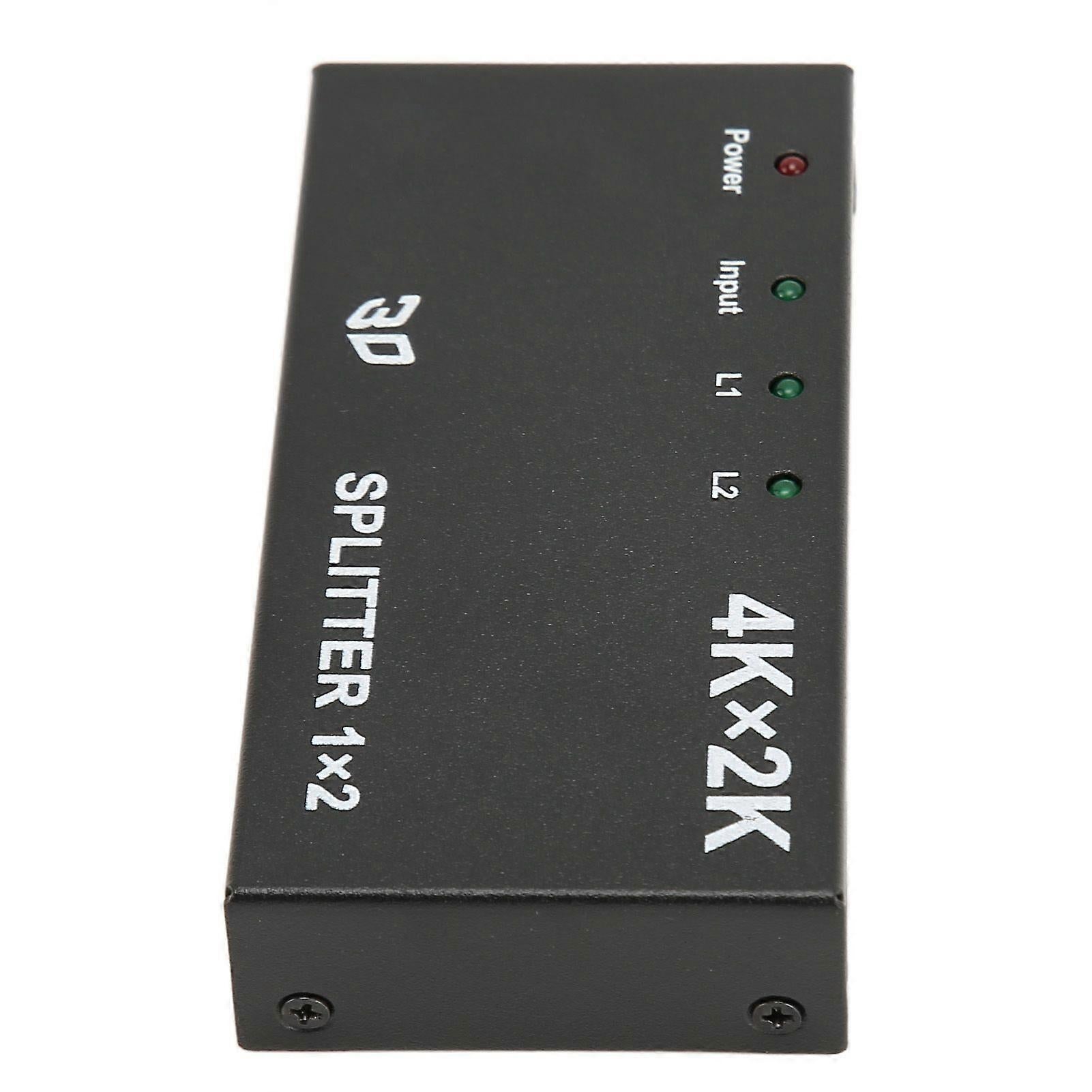 1 In 2 Out 4K HDMI Splitter with AC Adapter