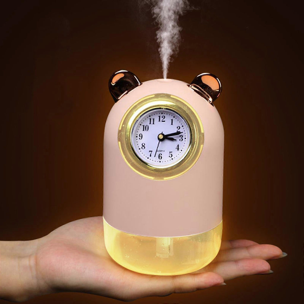 USB Car Humidifier with Quartz Clock, Mini Mist Maker for Home or Vehicle