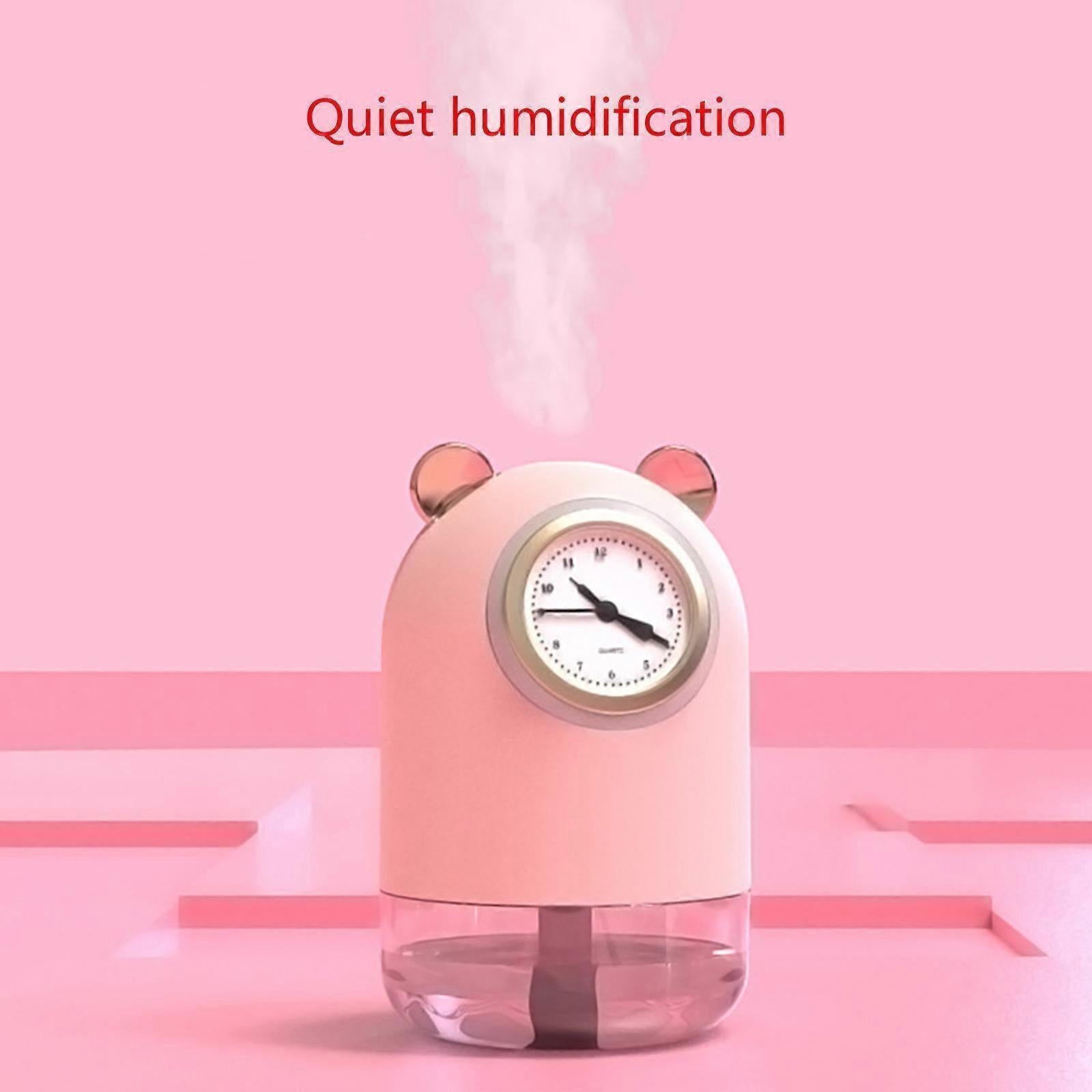 USB Car Humidifier with Quartz Clock, Mini Mist Maker for Home or Vehicle