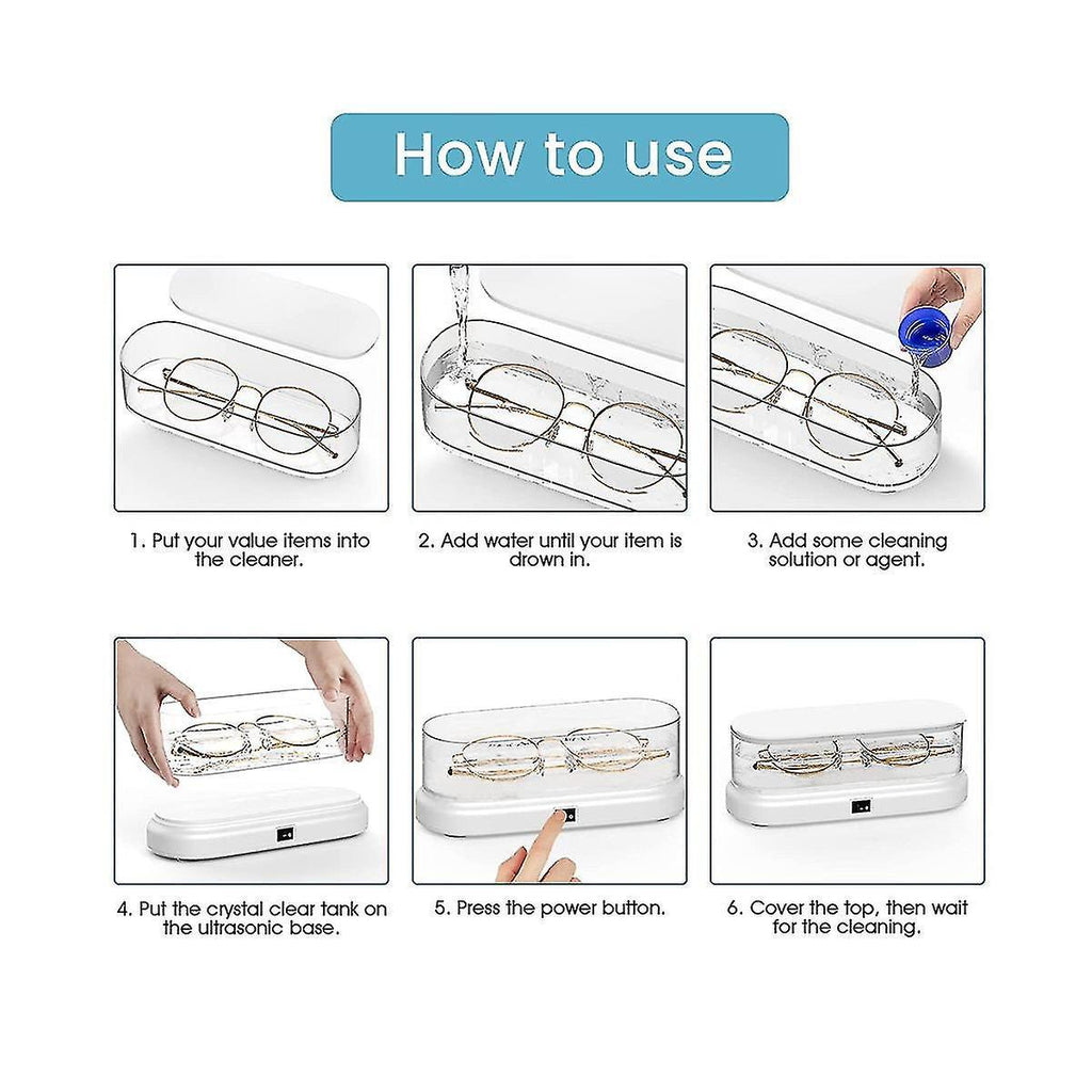 Portable Mini Ultrasonic Cleaner for Jewelry & Glasses