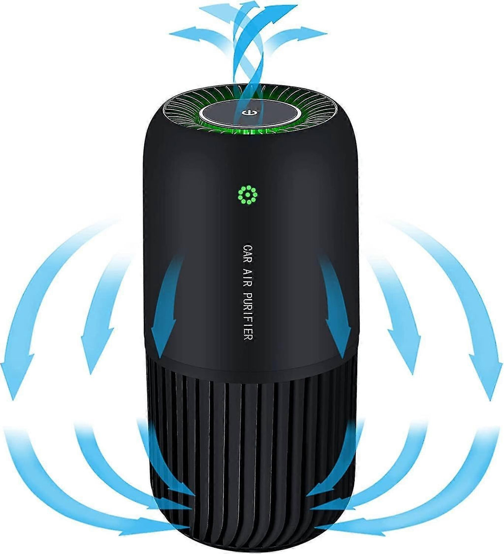 Air Purifier with Filter Removes Smoke Dust for Car & Office Use - Black