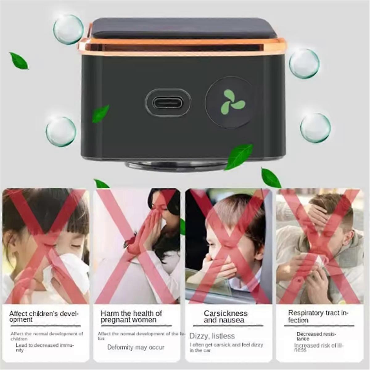Solar Car Air Purifier USB Ioniser Oxygen Bar Odour Remover Compact