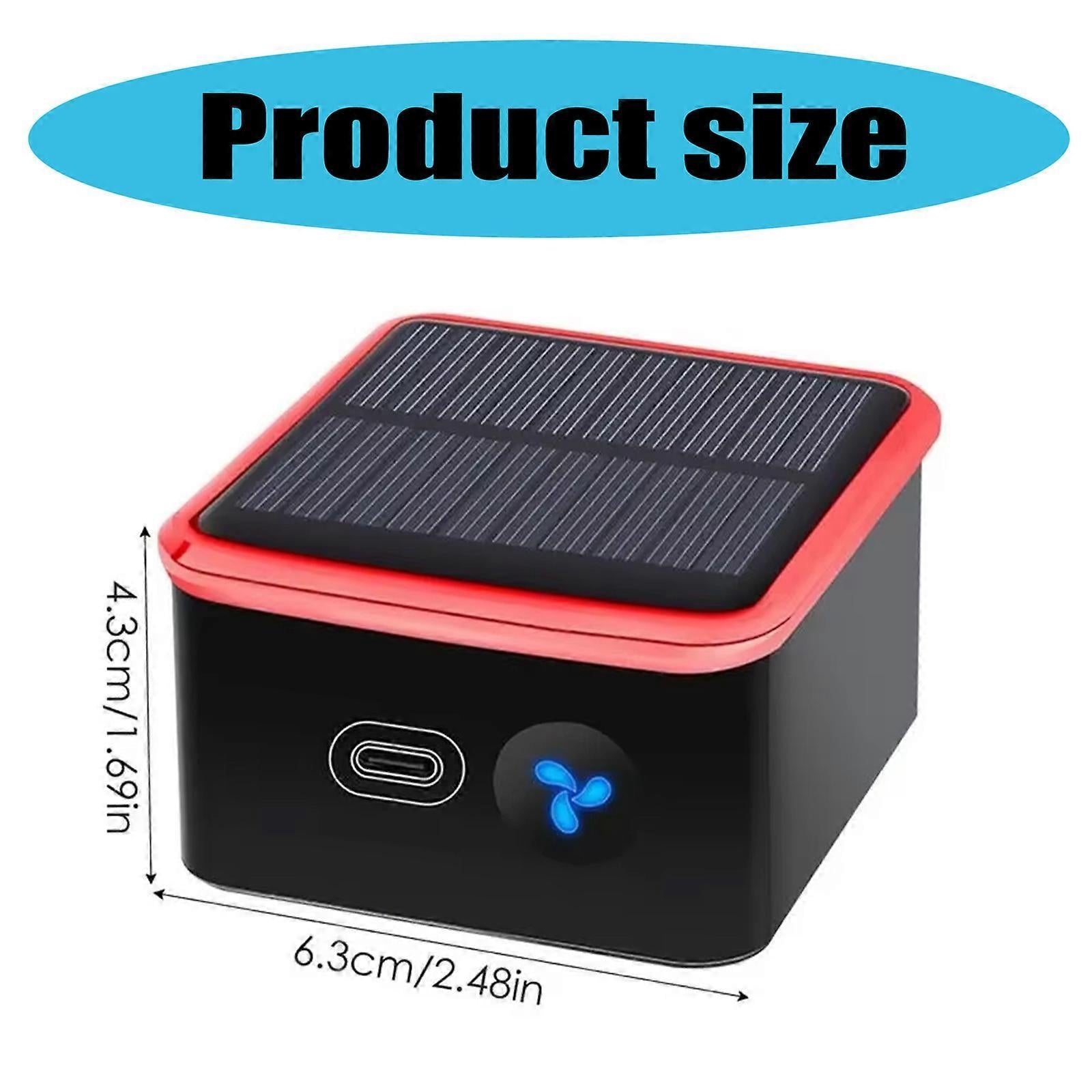 Solar Rechargeable Air Purifier Desk Car Kitchen Portable Ioniser Red
