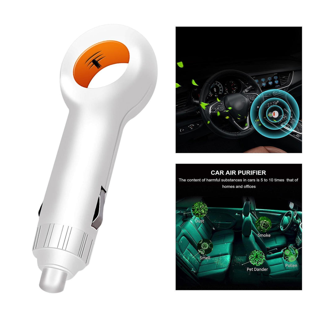 Mini Car Air Purifier Negative Ion Ioniser Odour Remover Vehicle Home White