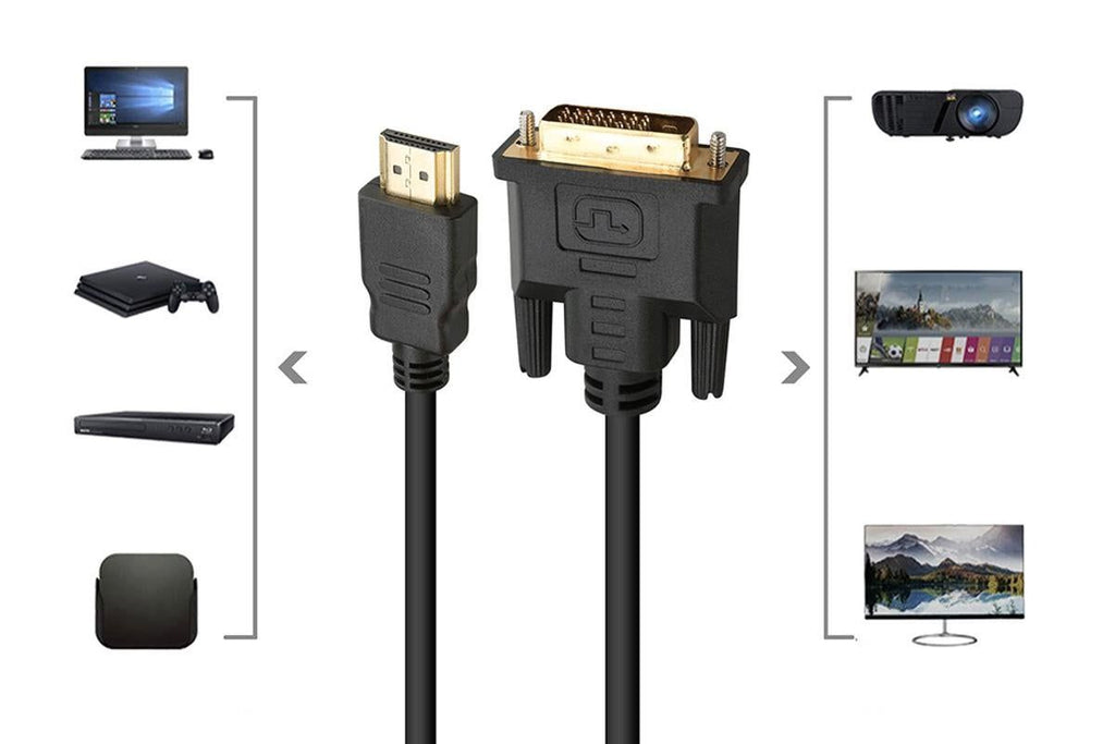 HDMI to DVI-D 24+1 Pin Digital Cable Lead for HDTV PS3 PS4 Switch 360 TV - 1.5m