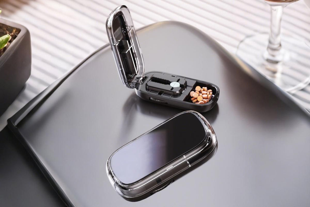 Pill Cutter Pill Splitter for Small and Tiny Pills 1/2 Adjustable Pill Organizer - Black 1/2 and 1/4 Pill Cutter