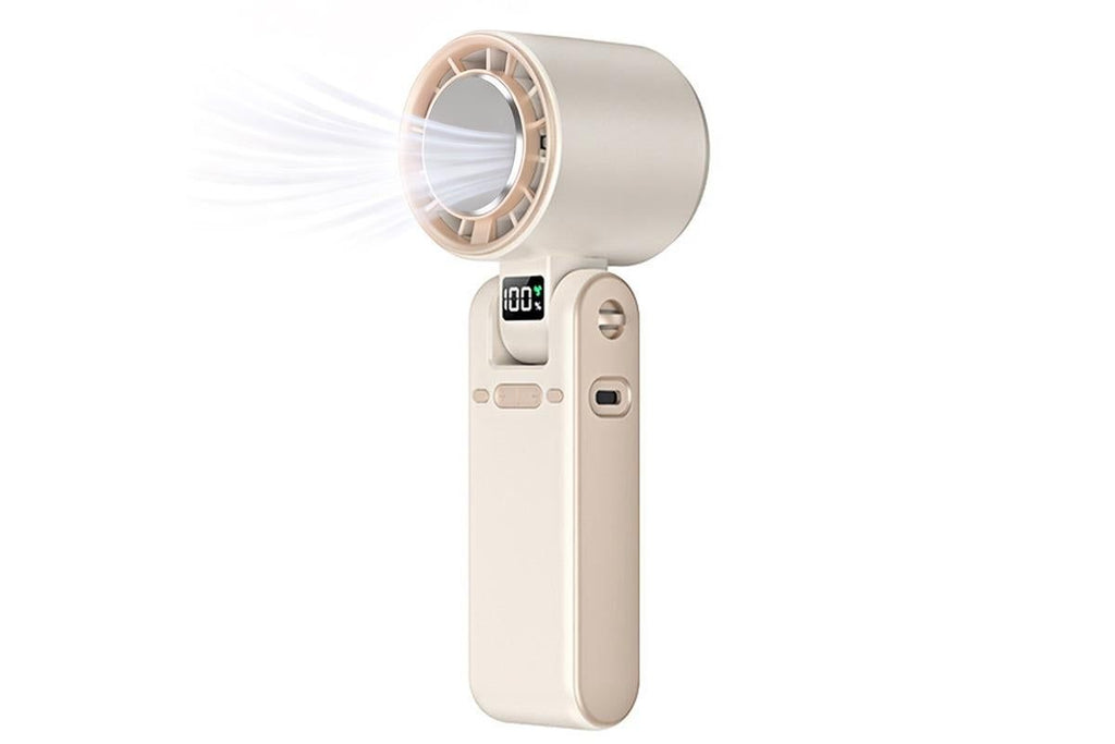 Handheld Portable Fan with Ice Cooler 100-Speed Rechargeable Handheld Fan - Beige