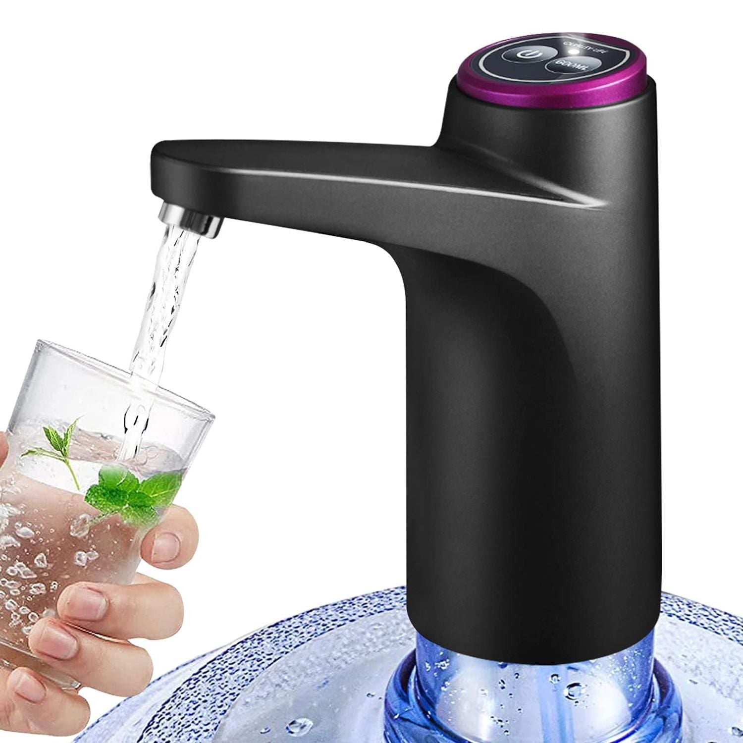 Electric Water Dispenser Pump Automatic Water Bottle Pump for Universal Bottle Black