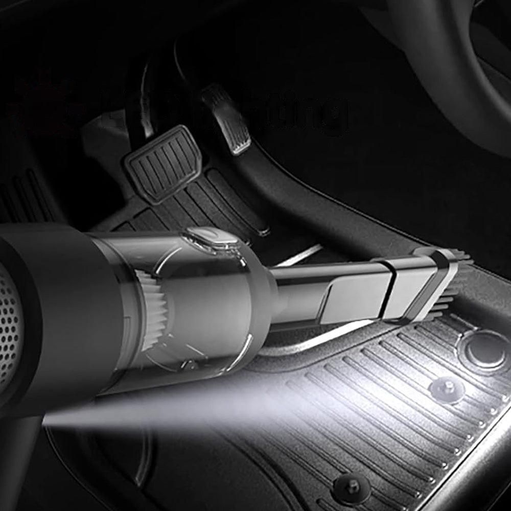 4-in-1 Handheld Car Vacuum Cleaner Portable Cordless Air Duster with LED Light for Car Home Office Black