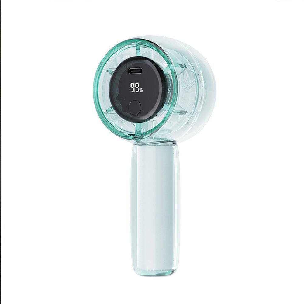 Mini Transparent Handheld Fan with LED Color Display and Rechargeable Battery White