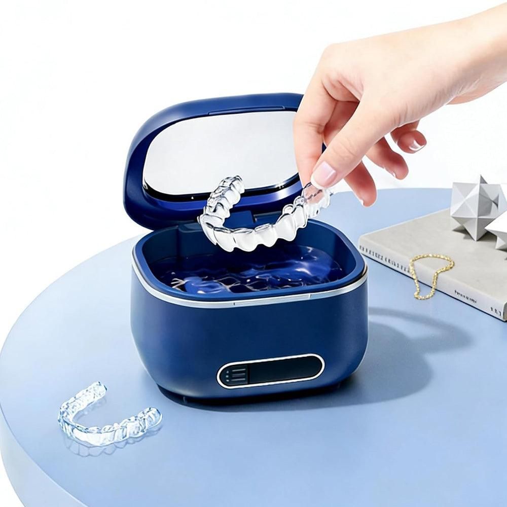 Upgraded Retainer Cleaner Machine for Braces Aligner Toothbrush Jewelry Blue