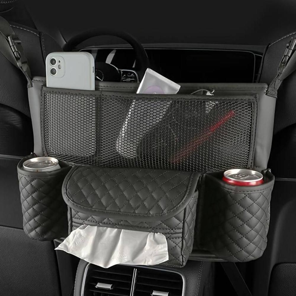 Car Handbag Purse Holder Between Seats Car Consoles Storage Bag Auto Seat Barrier-Beige