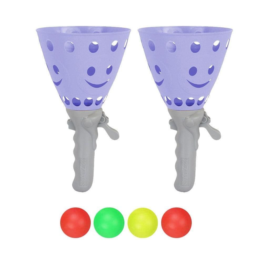 Catch Ball Game with 2 Catch Launcher Baskets and 4 Balls Blue