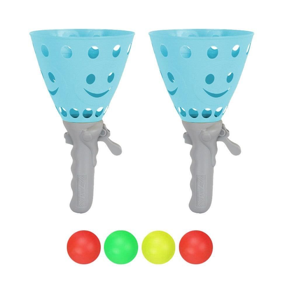 Catch Ball Game with 2 Catch Launcher Baskets and 4 Balls Yellow