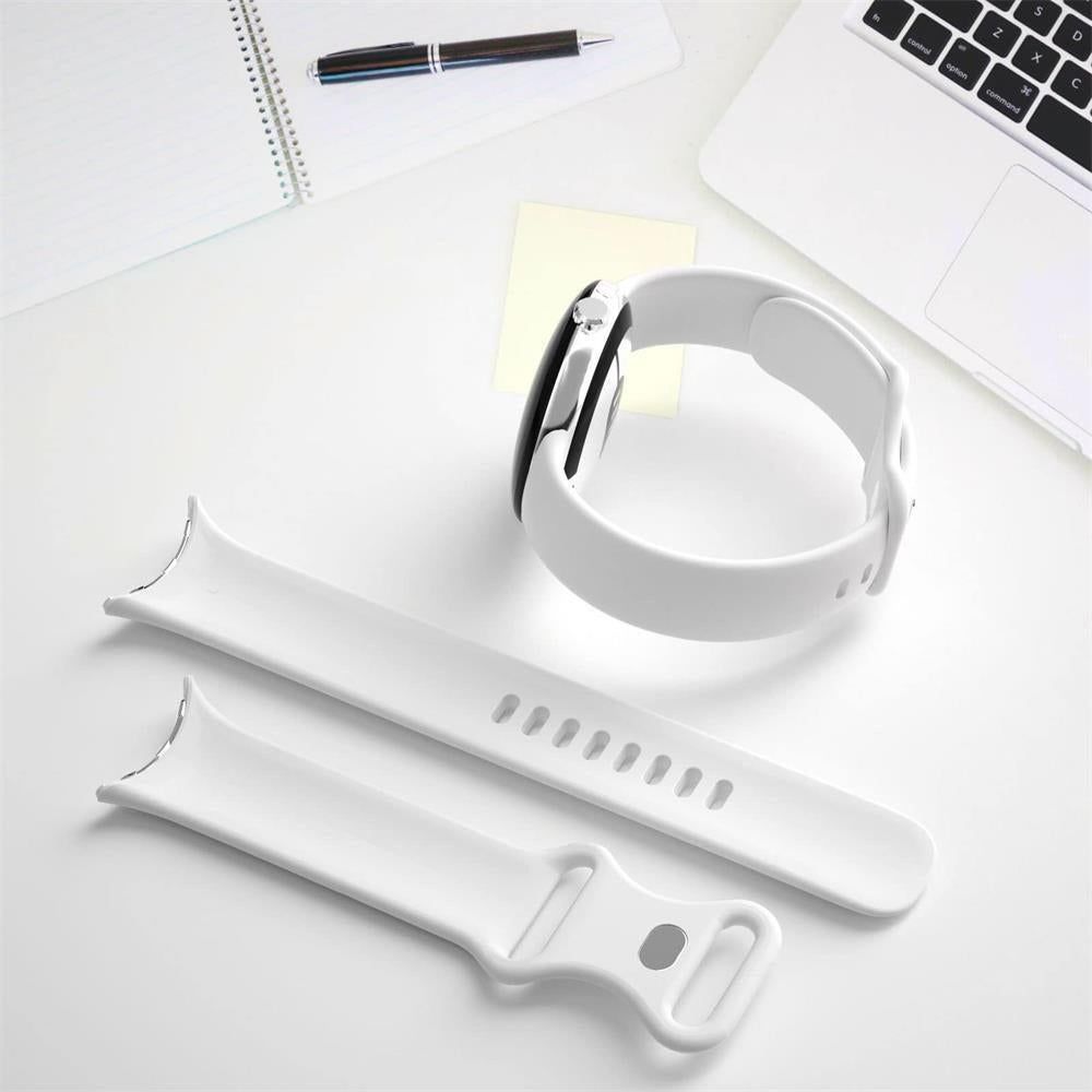 For Google Pixel Watch 1 / 2 Soft Replacement Strap Silicone Sport Watch Band White - S