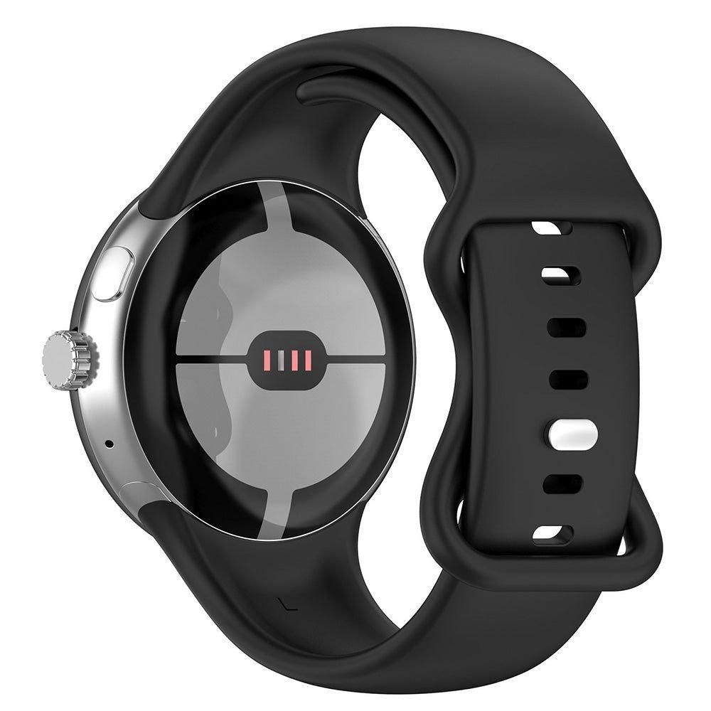 For Google Pixel Watch 1 / 2 Soft Replacement Strap Silicone Sport Watch Band Black - S