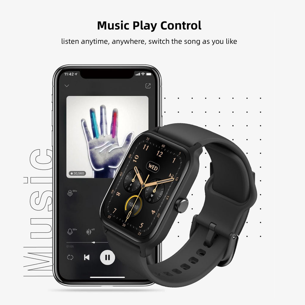 1.8inch Smart Watch IP68 BT5.3 for Android iOS with Heart Rate Monitoring Exercise Records 1pc（Blue）