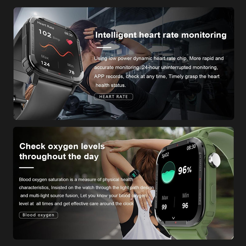 Smart Watch 1.85 inch Square Screen IP67 45*39mm 1pc (Black)