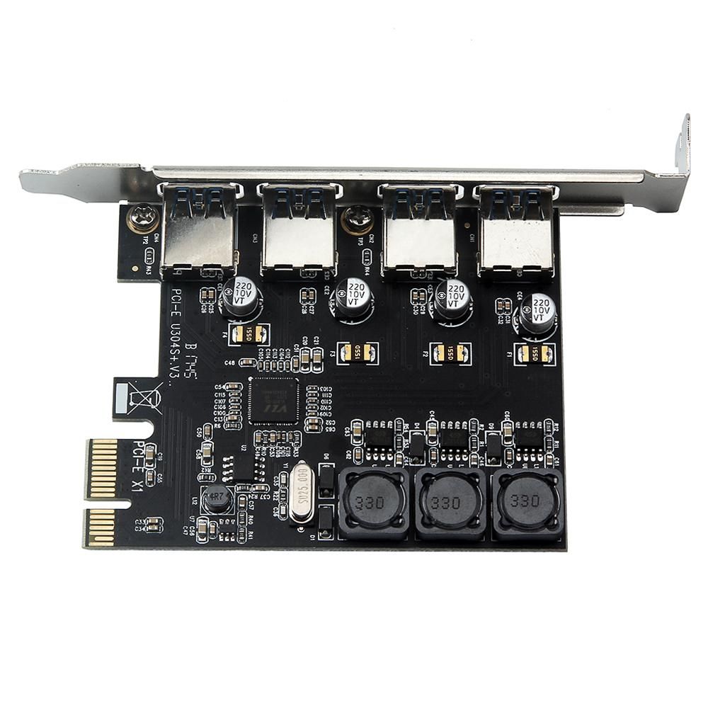 Four Ports USB 3.0 Super Fast 5Gbps PCI-E Expansion Card PCI Express Adapter Converter Card 6A Power Supply Module For Desktop PC