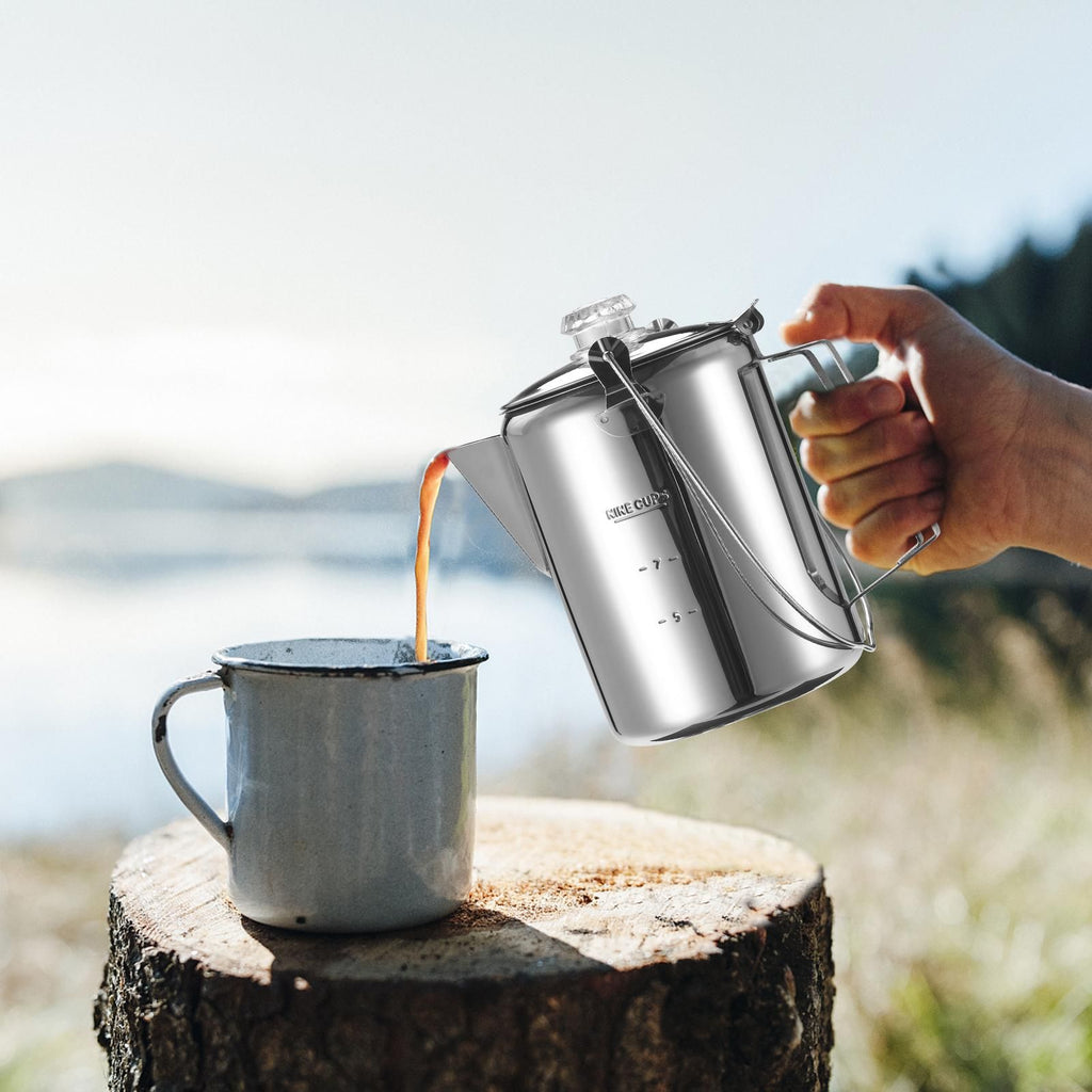1.2L 9-Cup Stainless Steel Camping Percolator Coffee Pot Stovetop Coffee Maker 1Pc