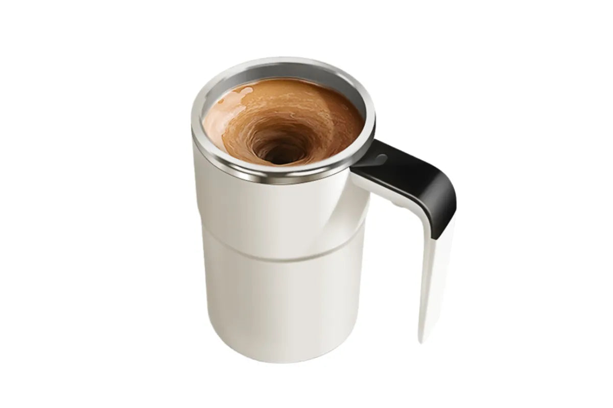 Electric Stirring Cup White 8x13.8cm 380ml with Temperature Display 1pc