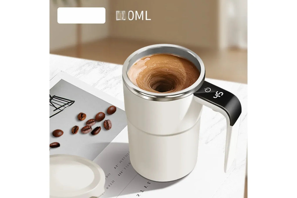 Electric Stirring Cup White 8x13.8cm 380ml with Temperature Display 1pc