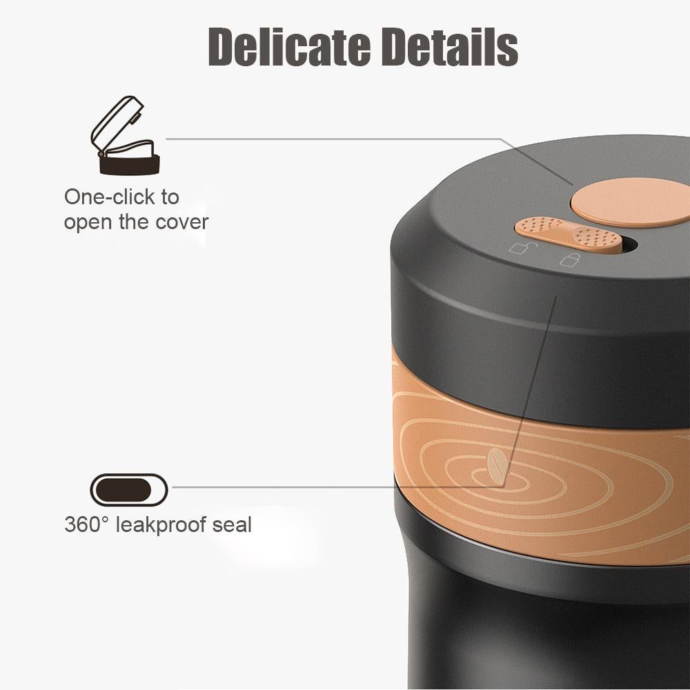 Insulated French Press Pot 320ml Outdoor Travel Portable Stainless Steel Insulated French Press Pot Tea Maker Hand-Poured Coffee Insulation Pot Teapot Black