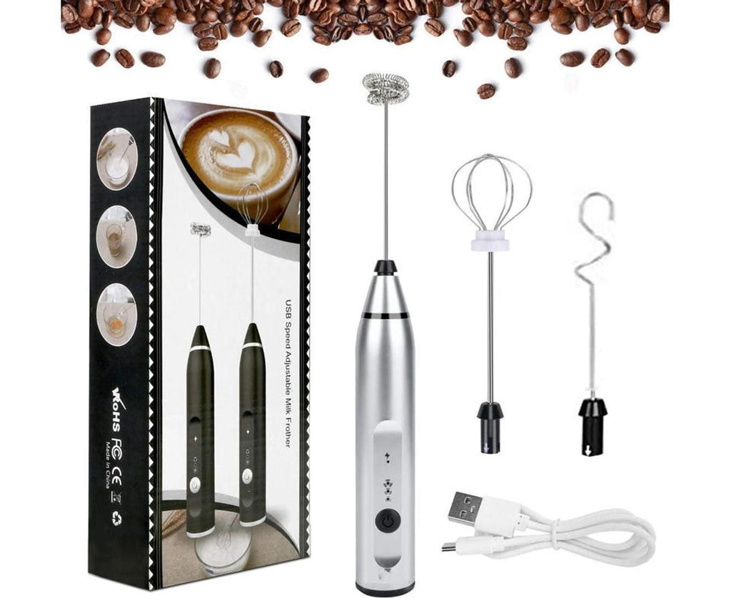 Rechargeable Electric Milk Frother 3-Mode Drink Mixer Egg Beater Blender Set 1Pc