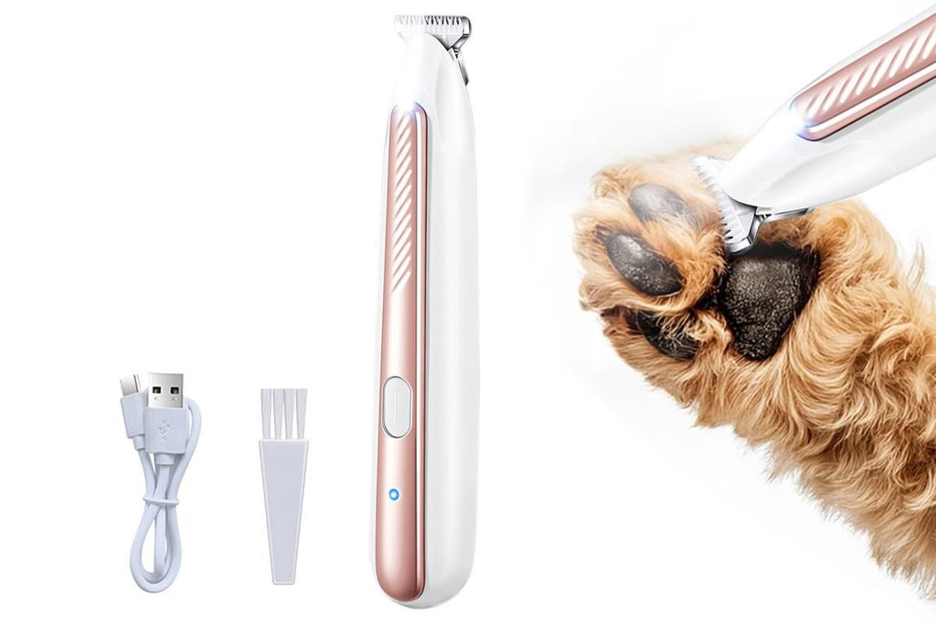 Dog Paw Trimmer with LED Light Low Noise Dog Grooming Clippers for Paws Eyes Ear
