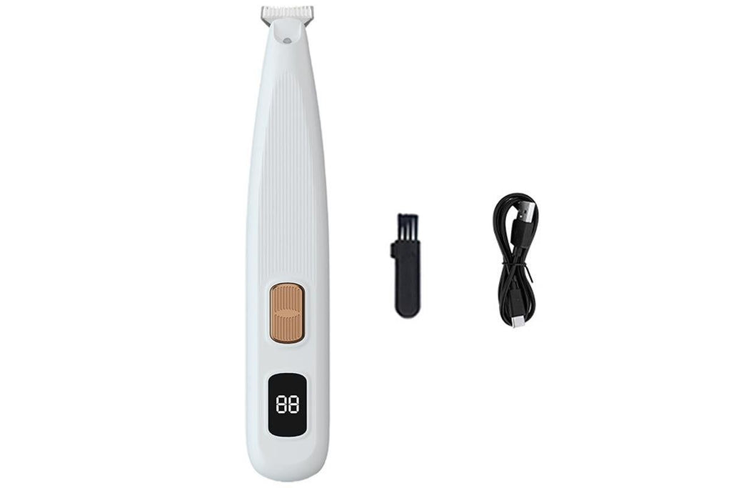 Electric Dog Paw Trimmer Digital Display Dual Speed Pet Groomer-White