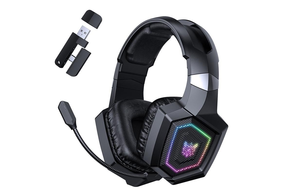2.4GHz Wireless Gaming Headset with Flip Microphone for PC-White