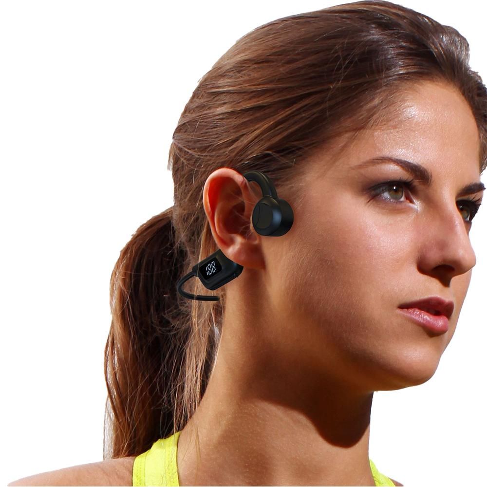 Bone Conduction Headphones Air Conduction Headphones Wireless Bluetooth 5.2 Sweatproof Sport Earphone -Black