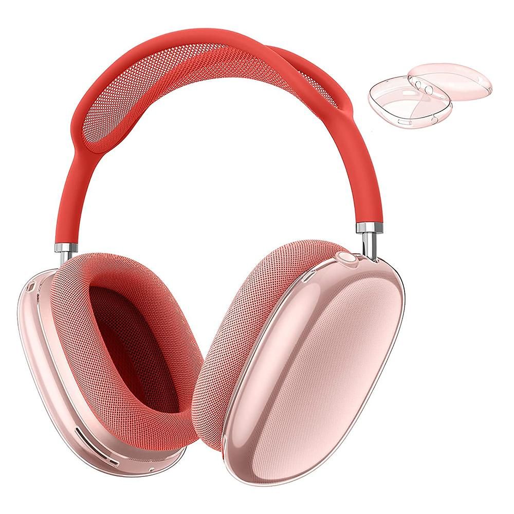 Case Cover for AirPods Max Headphones 2pcs Headphone Clear Case Shockproof Full Cover Protector for Apple AirPods Max -Pink