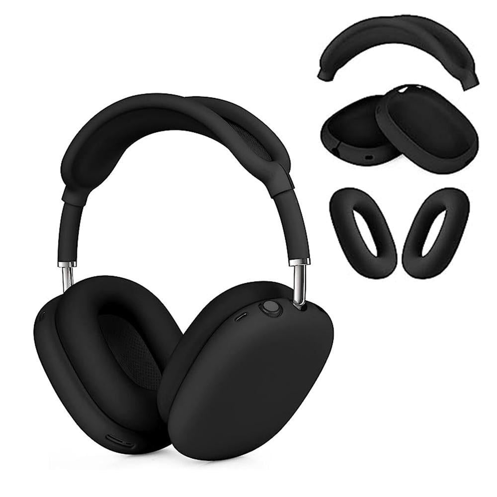 Silicone Case Cover for AirPods Max Headphones Clear Soft Ear Pad Protective Sleeves -Black