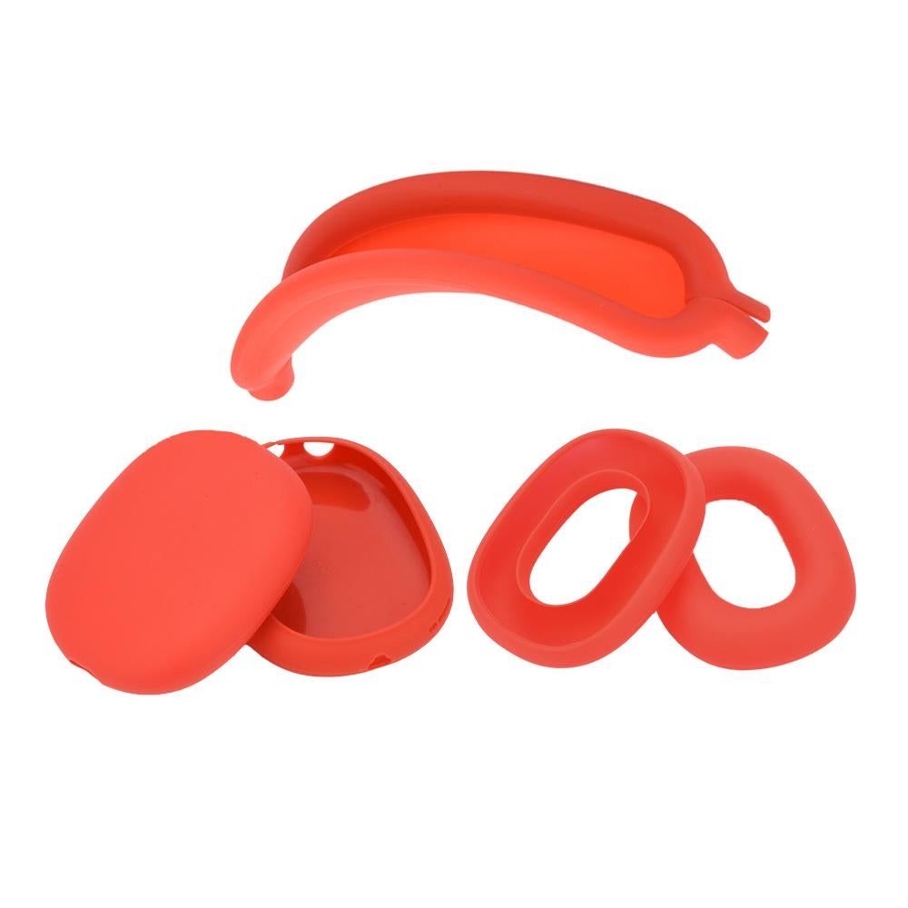 Silicone Case Cover for AirPods Max Headphones Clear Soft Ear Pad Protective Sleeves -Red