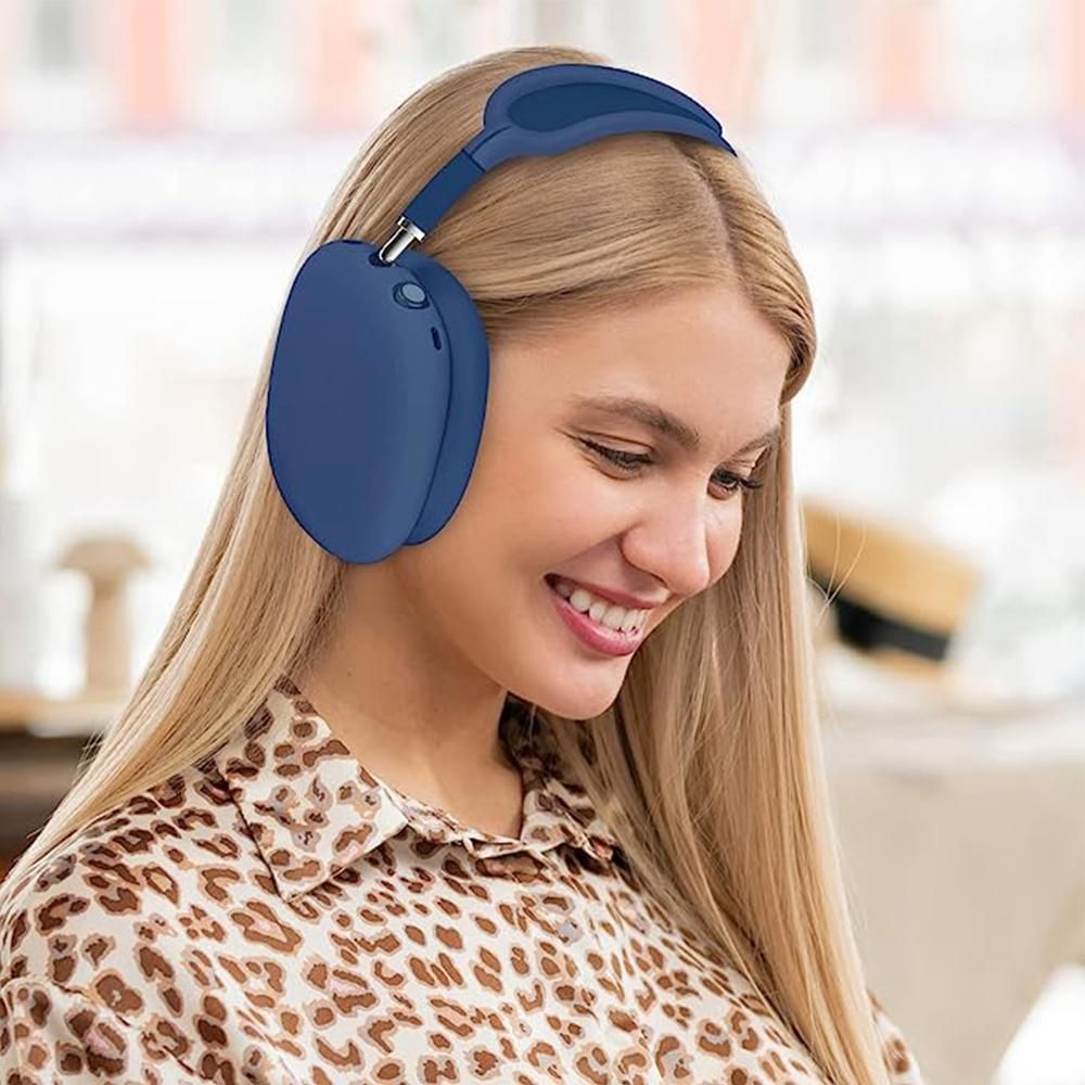 Silicone Case Cover for AirPods Max Headphones Clear Soft Ear Pad Protective Sleeves -Dark Blue