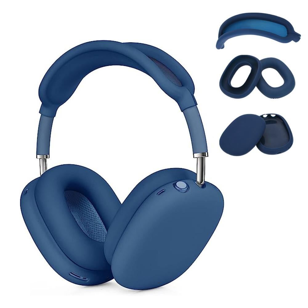 Silicone Case Cover for AirPods Max Headphones Clear Soft Ear Pad Protective Sleeves -Dark Blue