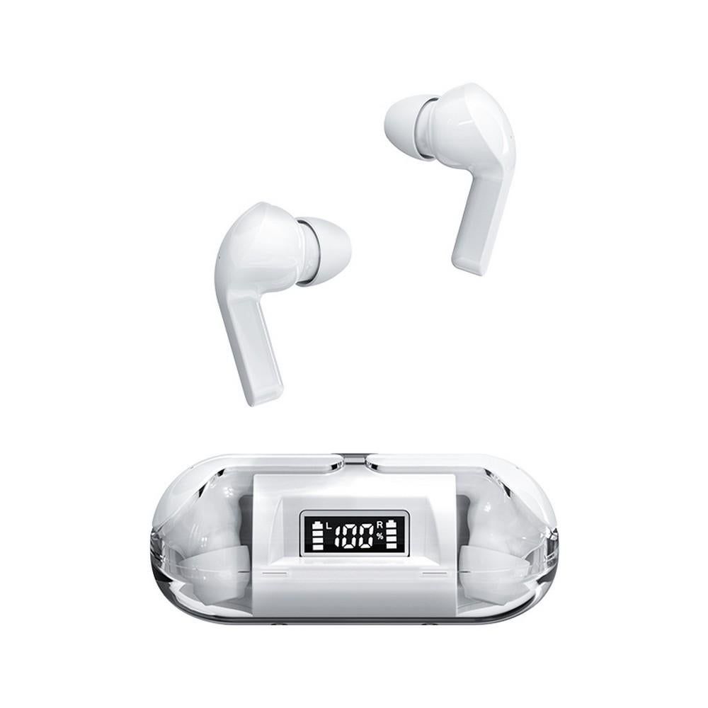 True Wireless Bluetooth Earphones In-ear Transparent Case LED Display Hearing Aid Mini Headphones Earbuds -Pink