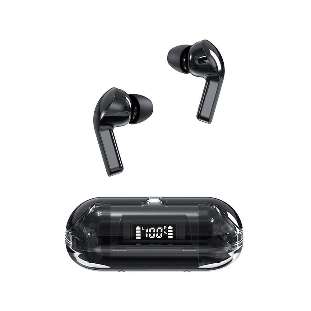 True Wireless Bluetooth Earphones In-ear Transparent Case LED Display Hearing Aid Mini Headphones Earbuds -Pink
