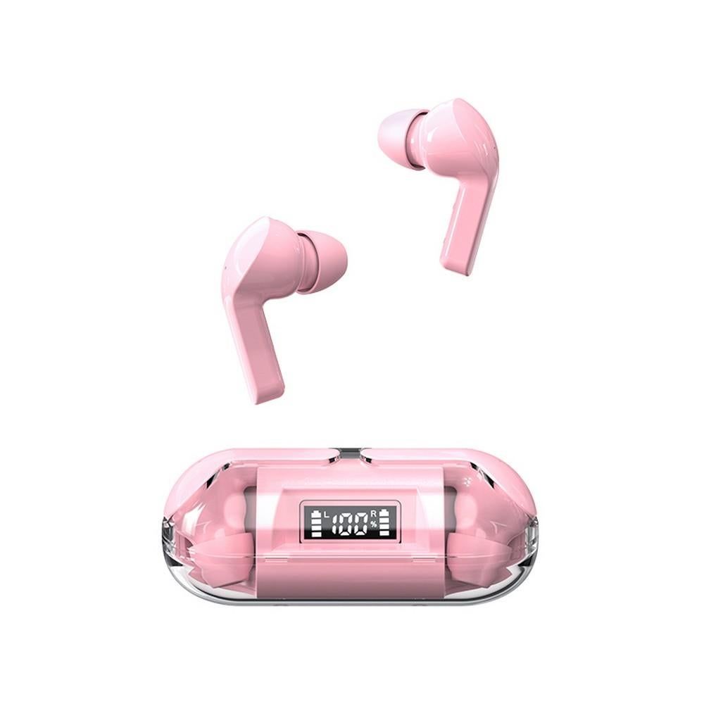 True Wireless Bluetooth Earphones In-ear Transparent Case LED Display Hearing Aid Mini Headphones Earbuds -White
