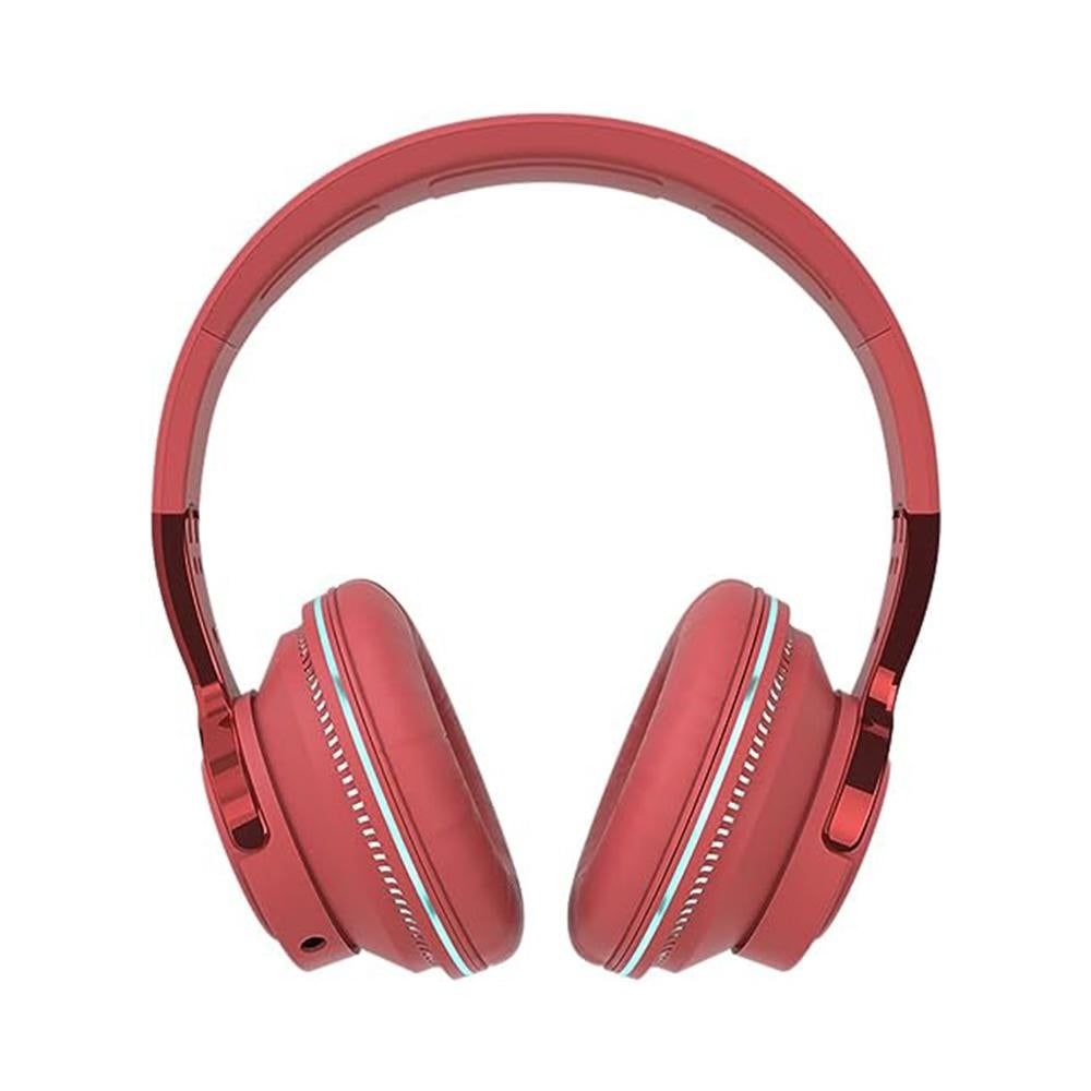 Wireless Bluetooth Headphones Over Ear Foldable Stereo Noise Cancelling Earphone for Travel Home Office -Red