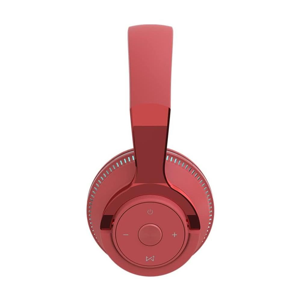 Wireless Bluetooth Headphones Over Ear Foldable Stereo Noise Cancelling Earphone for Travel Home Office -Red