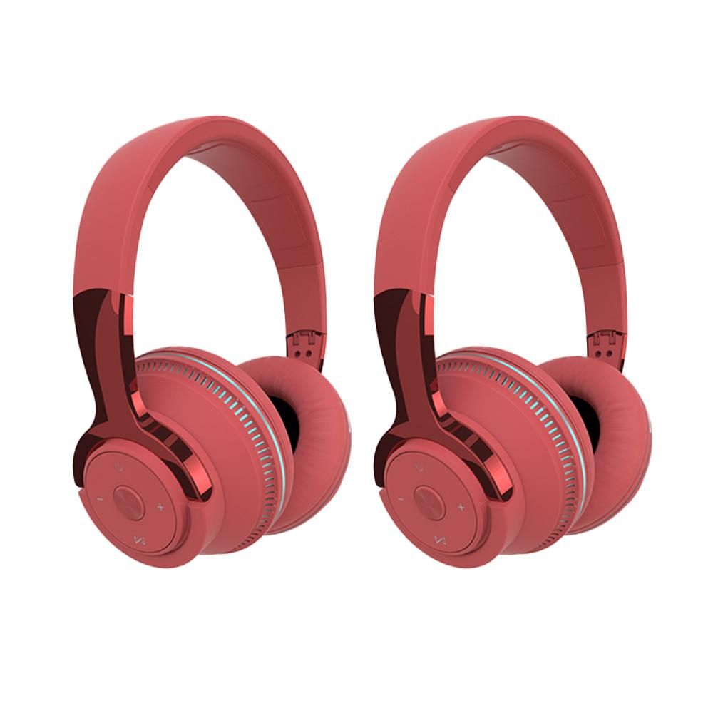 Wireless Bluetooth Headphones Over Ear Foldable Stereo Noise Cancelling Earphone for Travel Home Office -Red