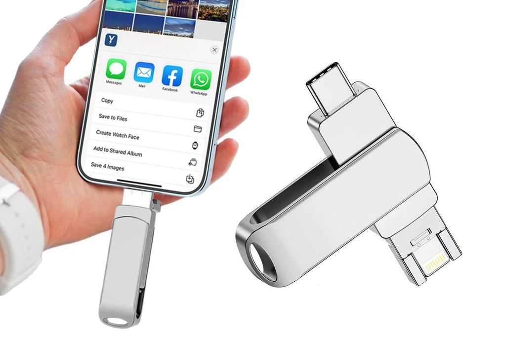 4 in 1 USB Flash Drive Photo Stick USB 3.0 Memory Stick Storage for Photos Backup -Rotating USB Flash Drive 512GB